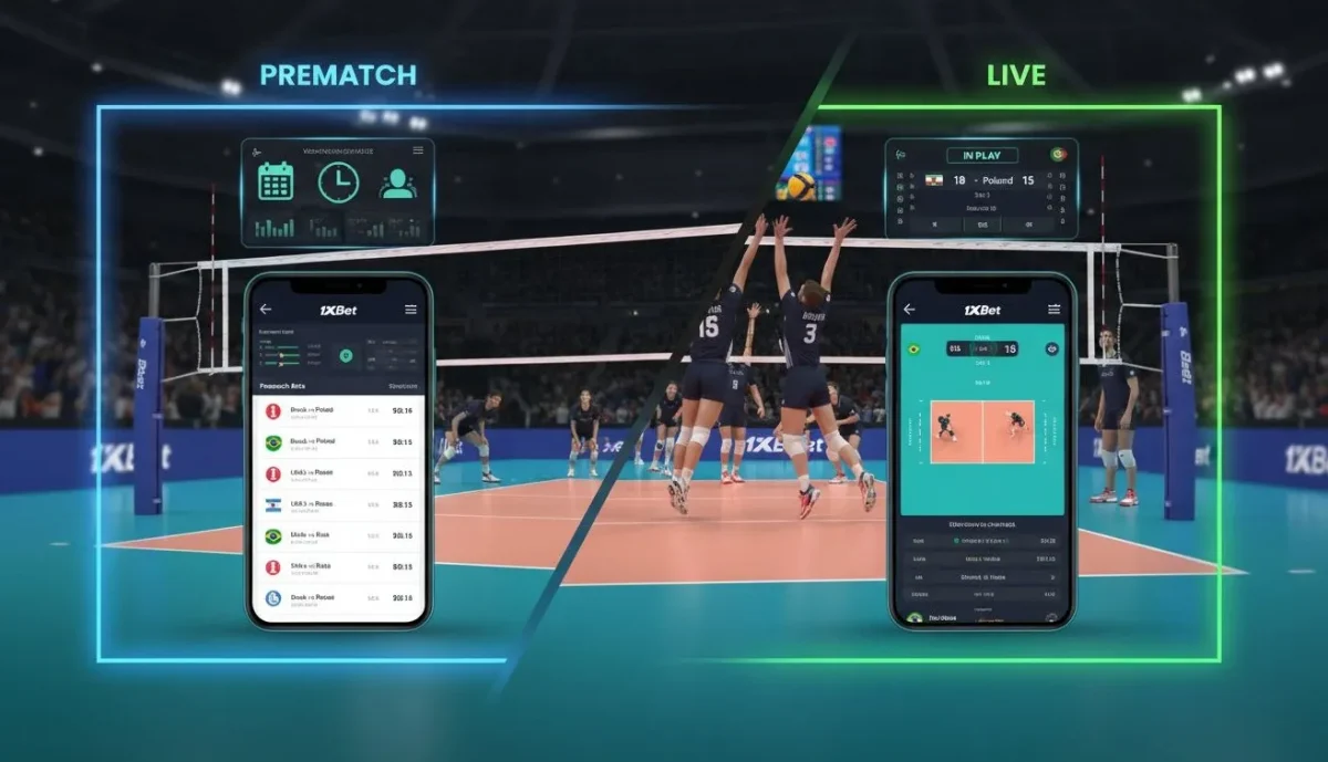 Предматчевые и лайв-ставки на волейбол в 1xBet: в чём разница